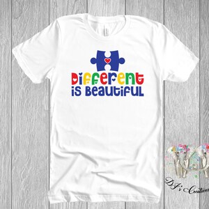 Different is Beautiful T-Shirt | Different is Beautiful Adult T-shirt | Autism Awareness Unisex T-Shirt