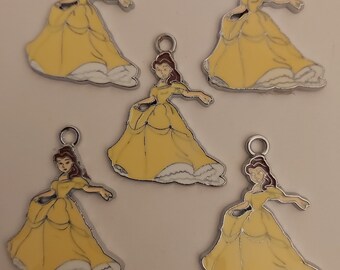 5 Pcs Disney Belle Princess Dress Charm Set Red Rose Slipper Bead Jewelry Pouch 5 Pcs Disney Belle Princess Dress Charm Set Red Rose Slipper Bead Jewelry Pouch