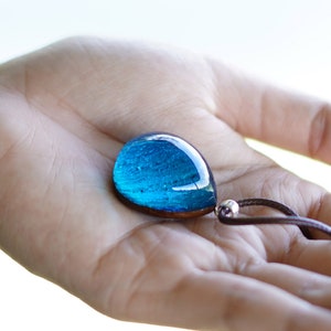 Water Drop Moana : Thai Teak Wood Resin Necklace with Wax robe wood resin resin jewelry wood resin necklace pendant lucky happyness