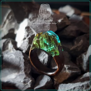 Wood resin Ring Thailand MOANA : Thailand Teak Wood Resin ring  Sea Colorn wood Ring of Sea ! Relax Luck and Beautyful !