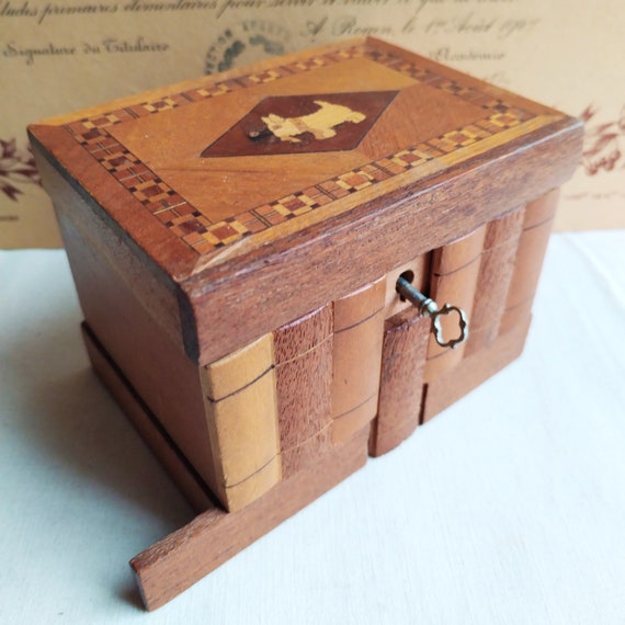 Antique mystery jewelry box with secret compartme… - image 9