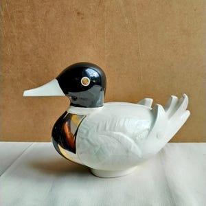 Vintage Goebel duck by Selim, porcelain bird statue, made in West Germany, 1985
