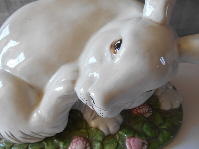 LARGE white rabbit statue French vintage ceramic rabbit or Etsy