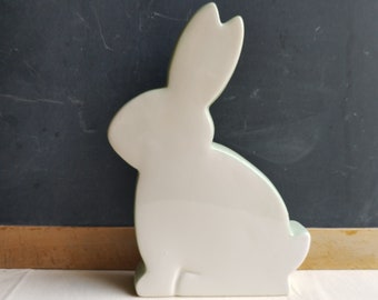 Vintage Rabbit statue, ceramic white bunny, child room decor, baby shower party
