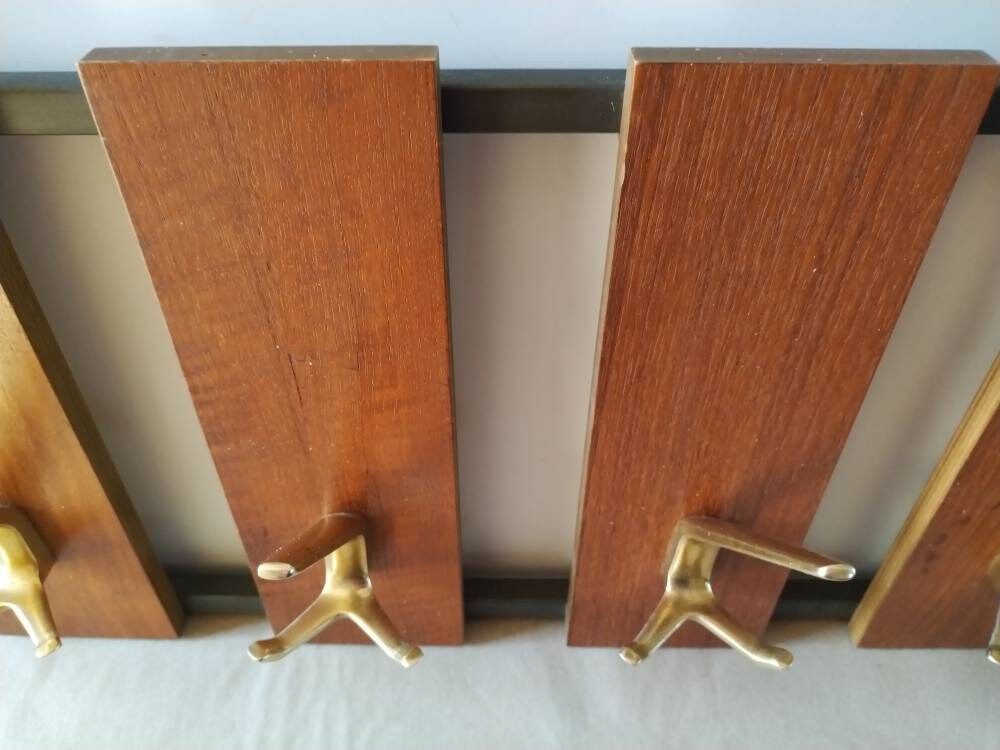 Mid Century Modern Wall Coat Rack LARGE 1960s Dutch Brass and Etsy