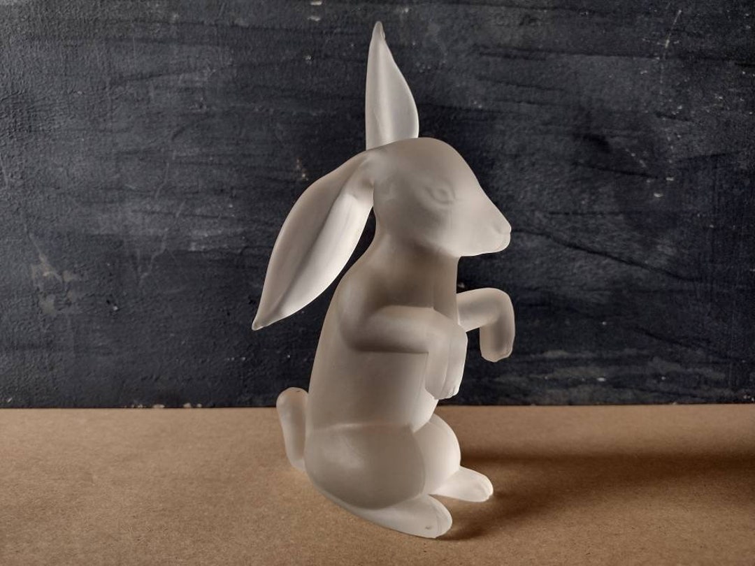 Rare Frosted Glass Rabbit Statue Mid Century Stelvia Empoli Etsy
