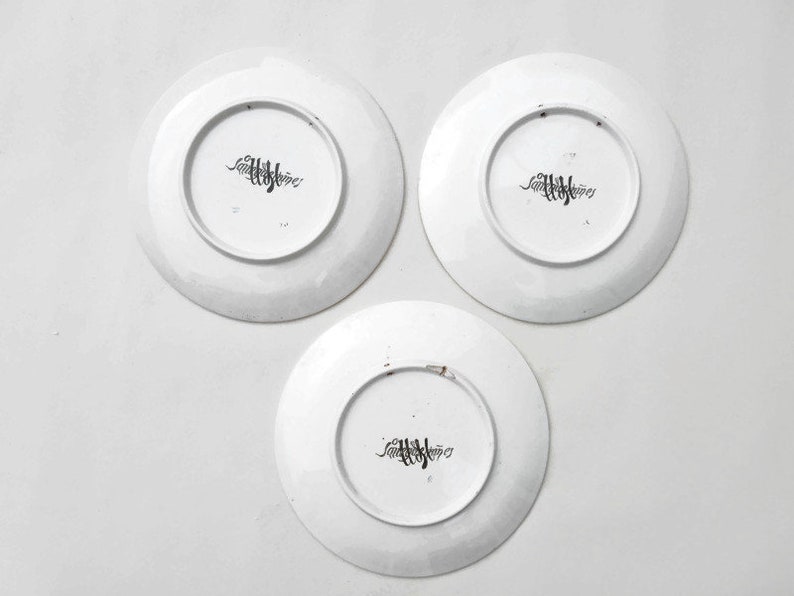 Jeanne d/'Arc Sarreguemines plates 19 th century set of 3 French antique plates Joan of Arc history