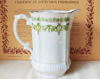 Antique French pitcher, elegant Empire style tableware, to upcycle as vase