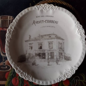 French antique advertising plate, shabby chic decor, 1900s