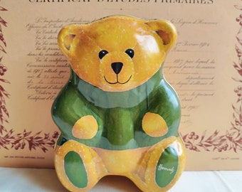 Harrods Teddy Bear Tin Box, vintage English collectible fruits jellies gift box