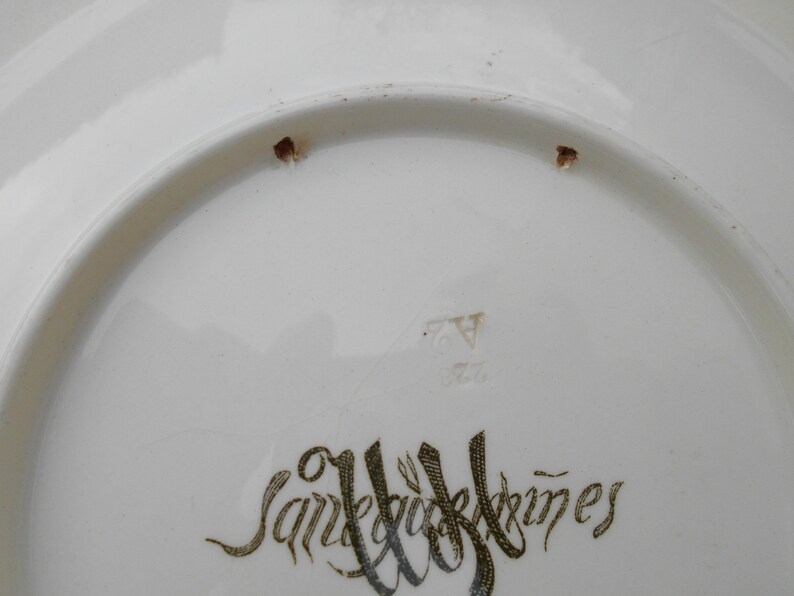 Jeanne d/'Arc Sarreguemines plates 19 th century set of 3 French antique plates Joan of Arc history