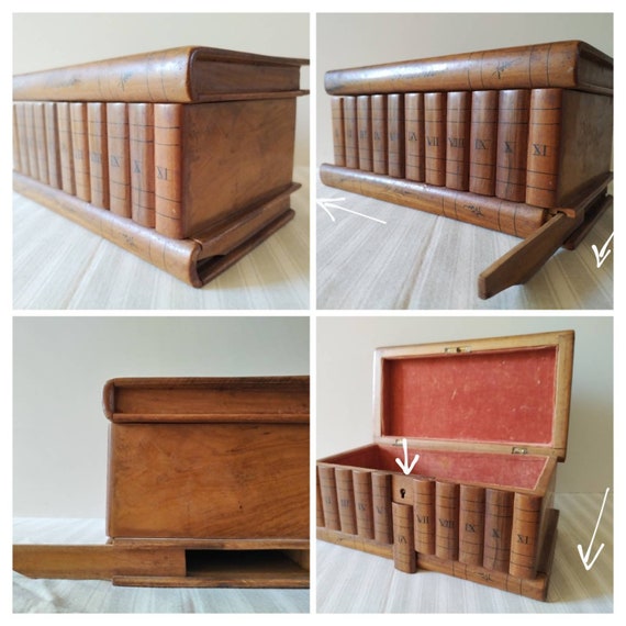Rare antique jewelry box with secret compartments, fa… Gem