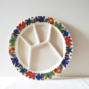 Villeroy Boch Acapulco Fondueteller, Vintage 60er Jahre VB Ersatzgeschirr aus Porzellan, Made in Luxembourg