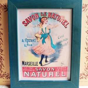 Cartel publicitario del jabón de Marsella, reproducción vintage francesa de una estampa antigua.