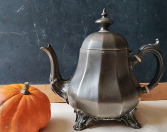 Antique English teapot, Tyler of Sheffield 19 th century pewter tea pot