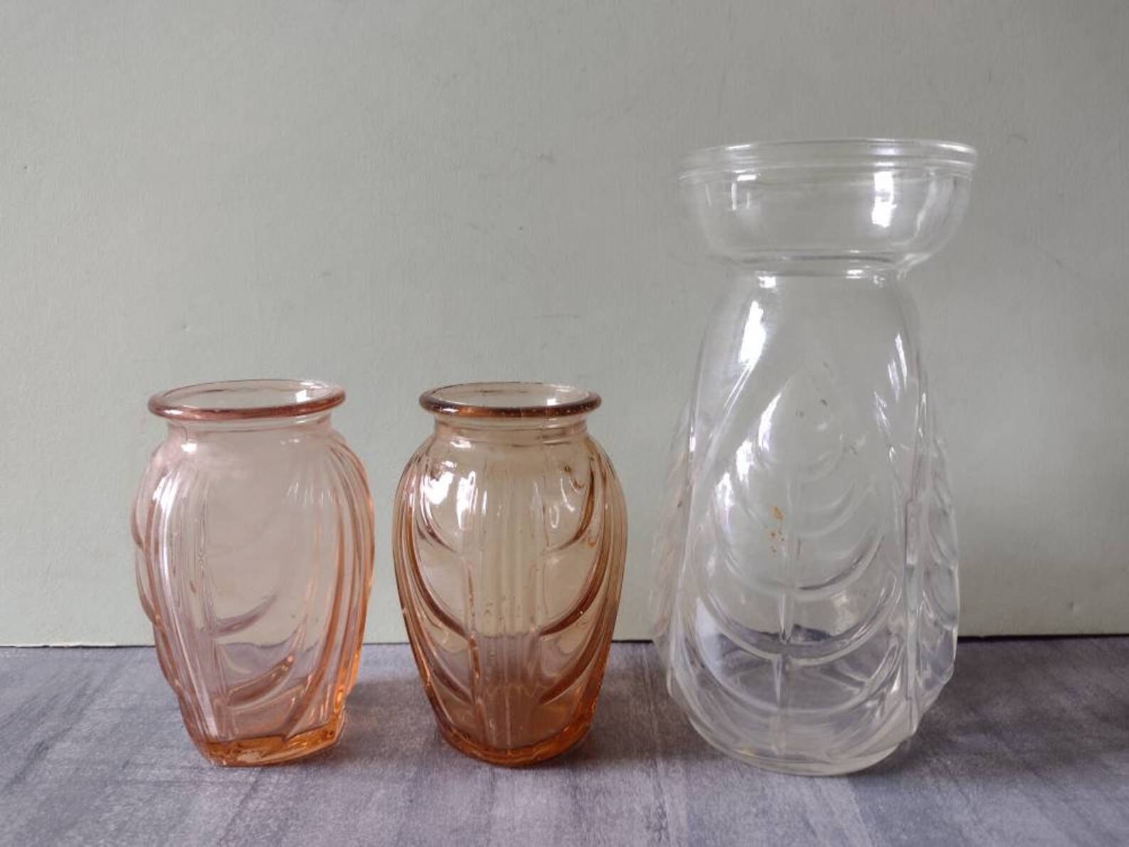 Art Deco set of Hyacinth bulb forcing vases white and pink Etsy