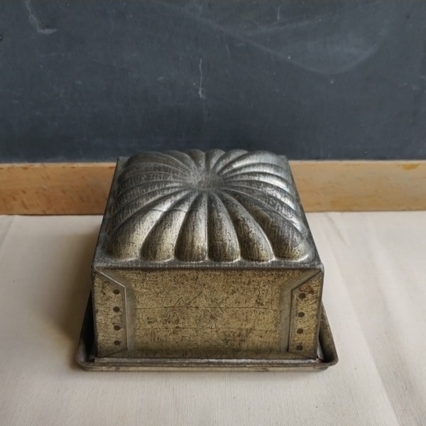 French antique ice cream tin mold, country kitchen decor