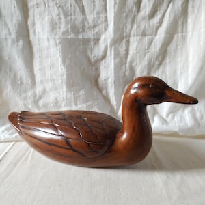 Vintage duck decoy, carved wood duck, primitive folk art ornament