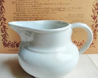 French antique ironstone pitcher, shabby chic white table decor