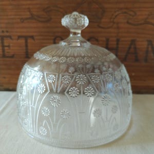 Französischer Vintage Glasdom, Feiertage Tischdekor, Butter oder Käse Servier und Display Cloche