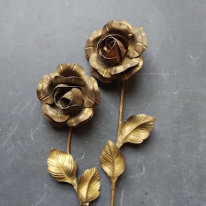 Pair of eternal roses, French antique forged roses, shabby chic decor, romantic gift idea