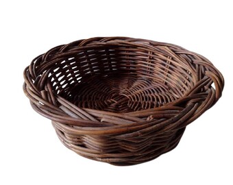 French vintage wicker basket, rustic hand woven basket, bathroom, kitchen decor