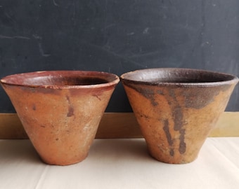 Chunky old resin pots, antique terracotta pottery, primitive French country decor