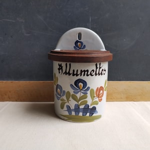 French vintage matches box, hand painted allumettes wall hanging box, cottage kitchen decor