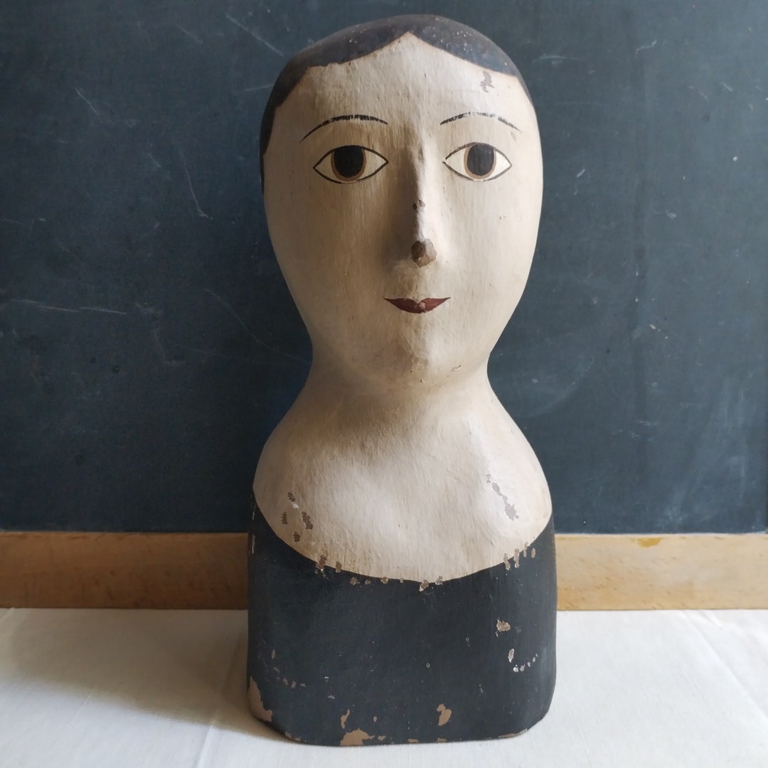 Vintage Papier Mache Head Bust Mannequin French Hand Painted Etsy