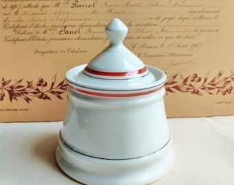 French vintage sugar pot, bistrot design by Jacques Lobjoy for Porcelaine d'Auteuil, 1980's