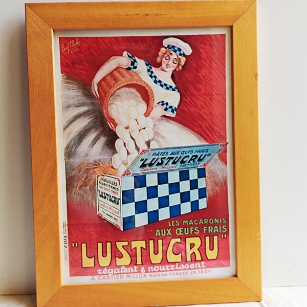 LUSTUCRU advertising poster, French vintage framed reproduction of an antique print