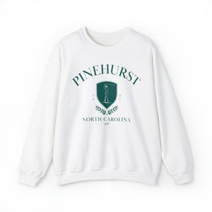 Pinehurst Golf Sweatshirt, Gift For Golfer, Warm and Cozy Crewneck, North Carolina Pullover, Golfing Enthusiast Sweater Lounge and Sleep White