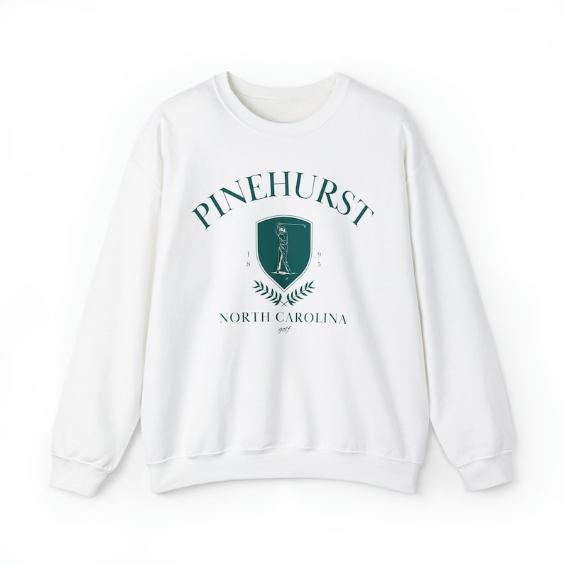 Pinehurst Golf Sweatshirt, Gift For Golfer, Warm and Cozy Crewneck, North Carolina Pullover, Golfing Enthusiast Sweater Lounge and Sleep White