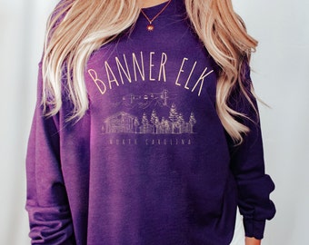 Banner Elk Sweatshirt Boone Sweater North Carolina Gift Lounge and Sleep Crewneck Mountain Pullover