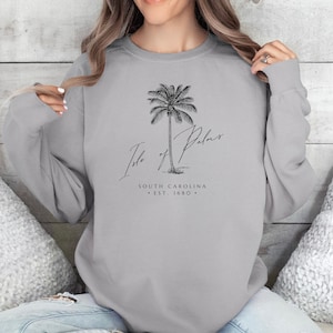 Isle of Palms Sweatshirt South Carolina Crewneck Gift Palm Tree Minimal Pullover Lounge and Sleep
