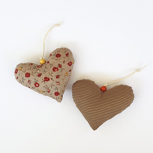 Hearts for decor - stuffed floral hearts - vintage decor - handmade - cute  - shabby chic