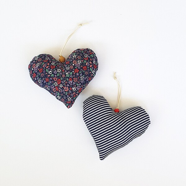 Hearts for decor - stuffed hearts - vintage hearts - handmade decor - shabby chic