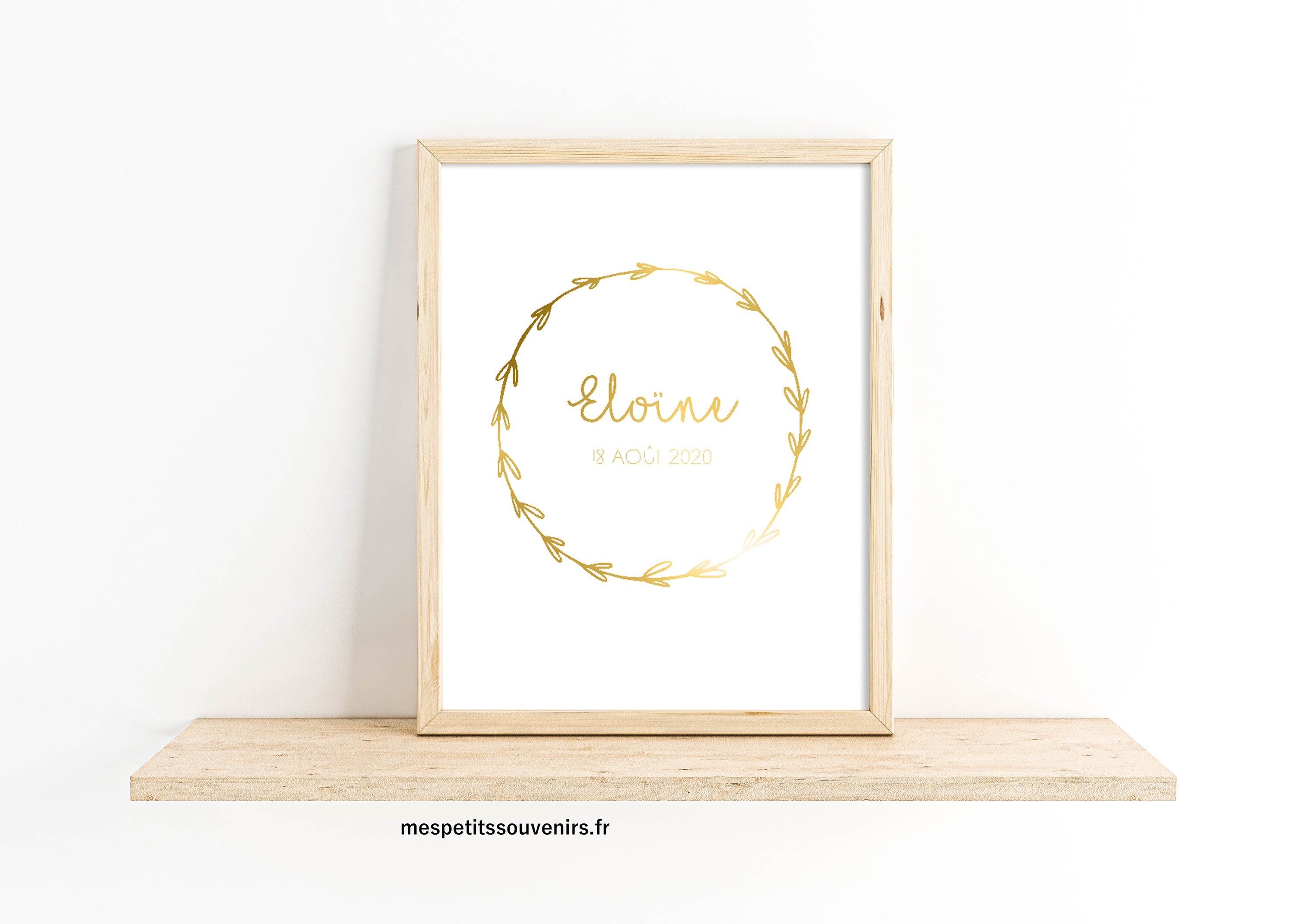 Affiche A4 Personnalisée Naissance Or Métallique - Prénom et Date de Naissance