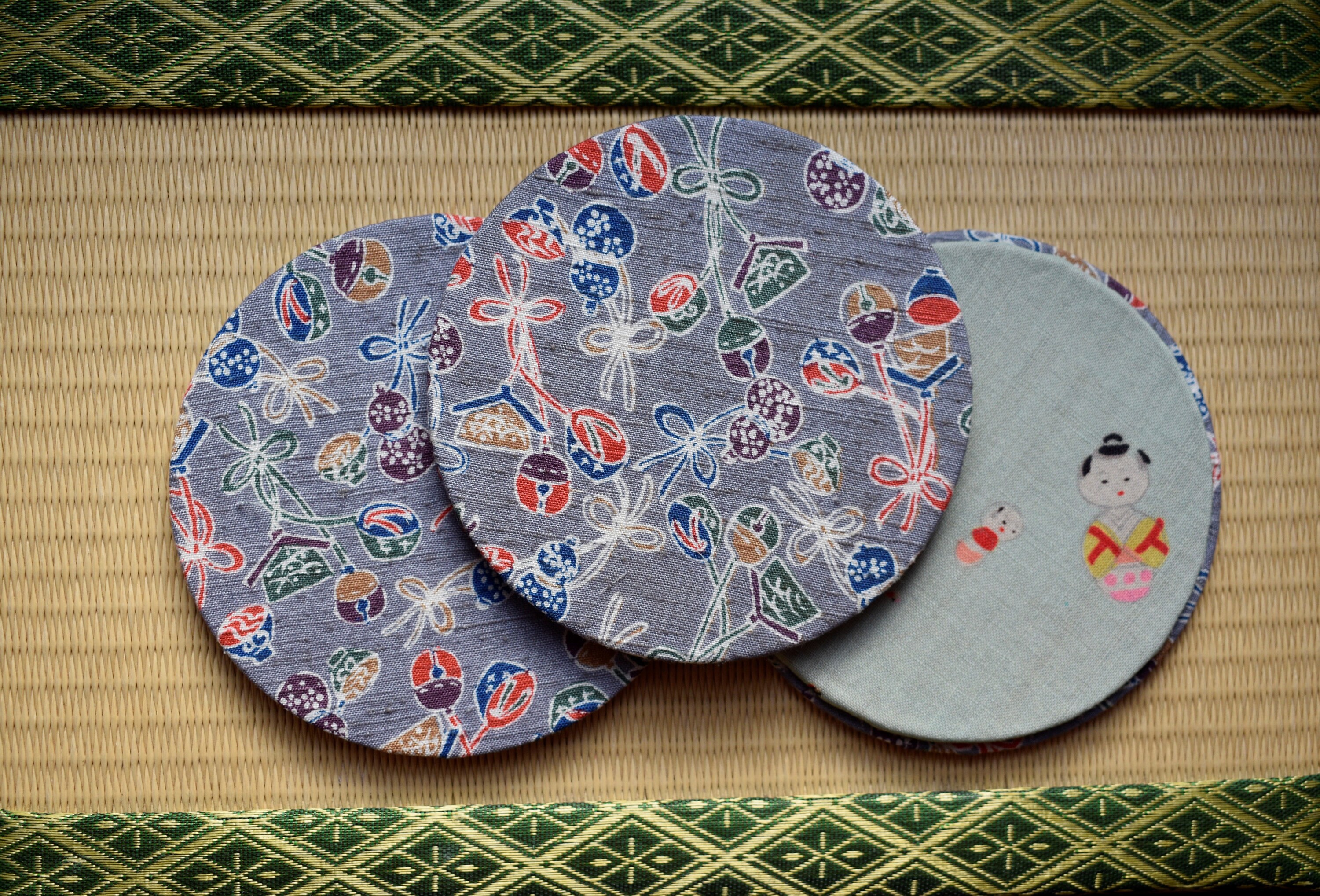 Handmade Japanese Kimono Coaster Set of 3 Etsy
