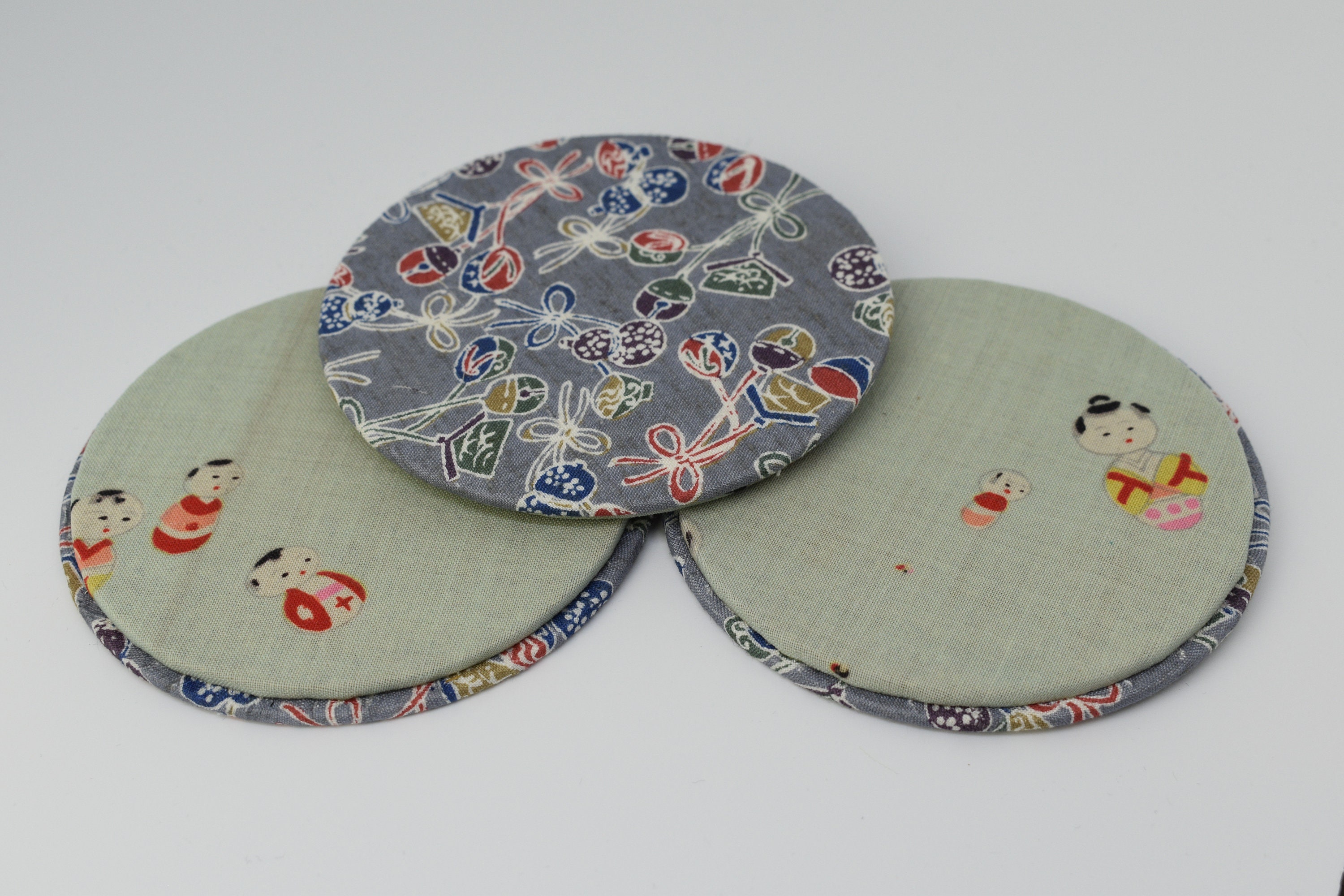 Handmade Japanese Kimono Coaster Set of 3 Etsy