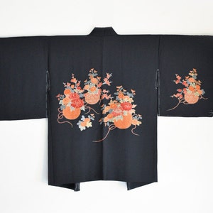 Vintage Silk Haori (Cardigan) Kimono for Women, "Hana-kago"