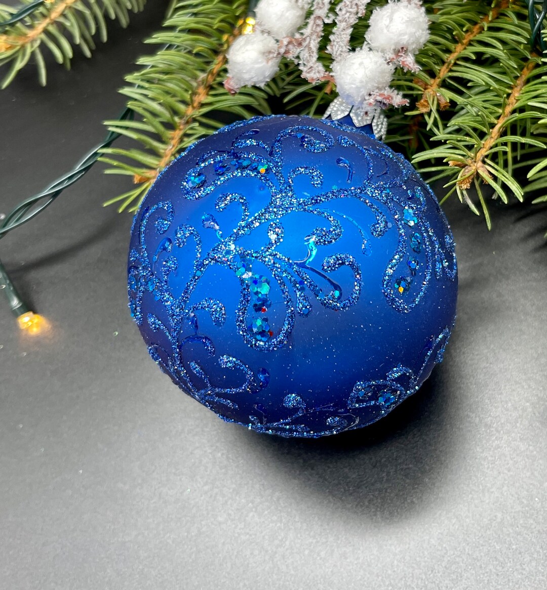 Blue Handpainted Christmas Glass Ornaments ,handmade Christmas Tree