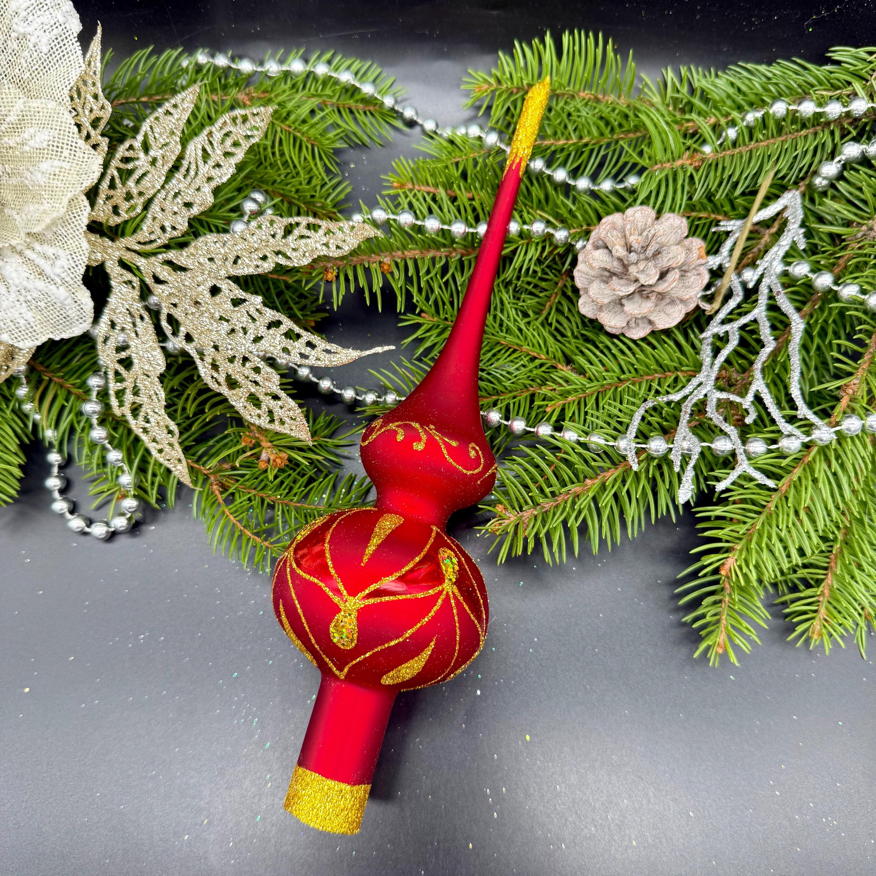 Vintage Weihnachtsbaumspitze Aus Samt, 28cm, Rot/braun - Elegante Baumspitze Für Die Festtagsdekoration