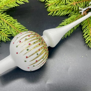 Unique Handmade White Glass Christmas Tree Topper - Festive Holiday Decor, Handcrafted winter Decoration