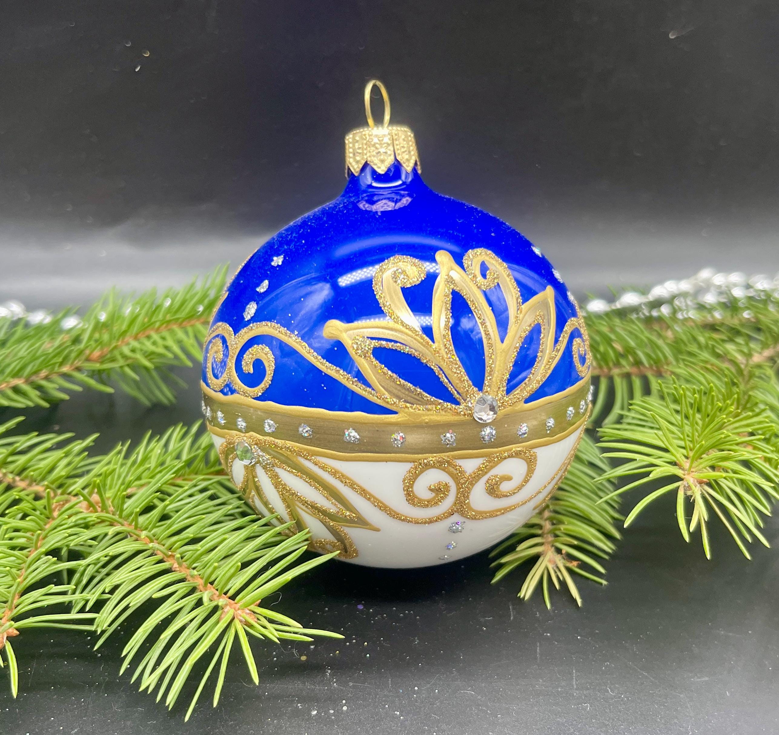 模様付きボール、手描きのクリスマスガラスオーナメント、カスタム