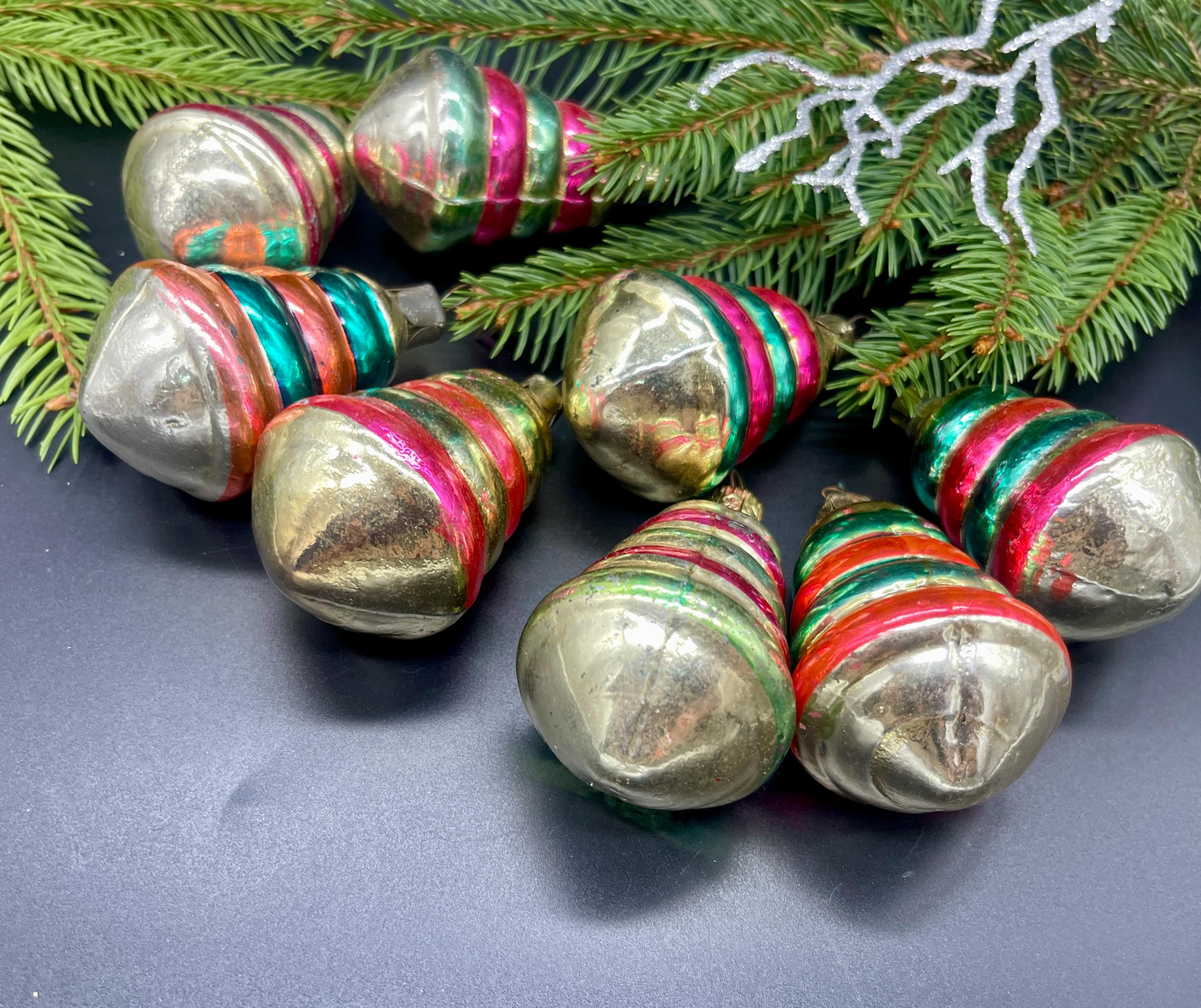 アンティークガラスのクリスマスオーナメント7個セット、クリスマス