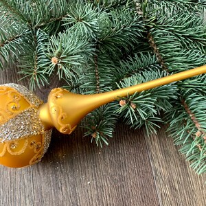GOLD Christmas glass tree topper 10 inch, vintage tree topper Christmas spire, Holiday decor, Gifts ideas, Winter decor, Xmas 2025