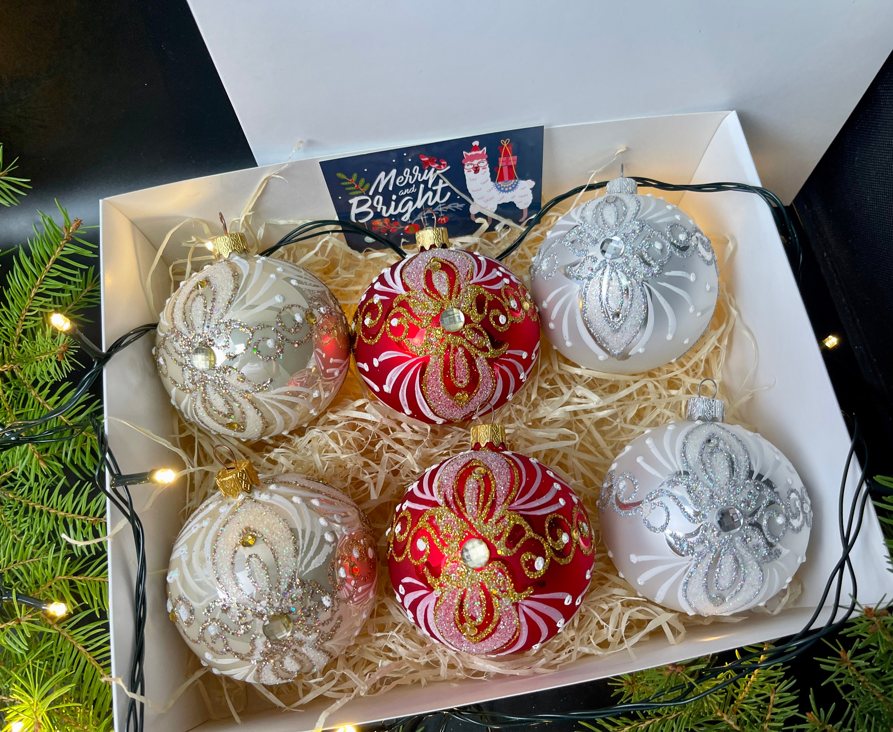 　クリスマスオーナメント6個セット ガラス製 豪華クリスマスオーナメント 6個セット 【公式通販】