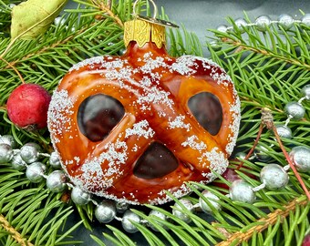 プレッツェルのクリスマスガラスオーナメント、吹きガラスのクリスマス