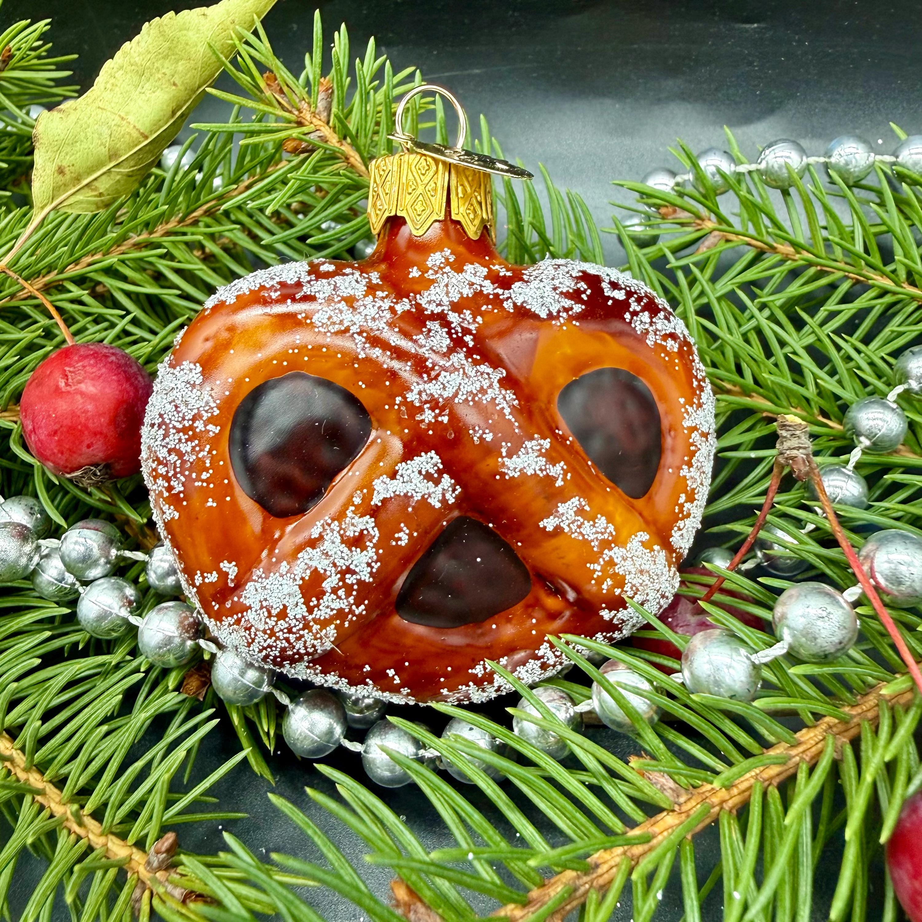 プレッツェルのクリスマスガラスオーナメント、吹きガラスのクリスマス